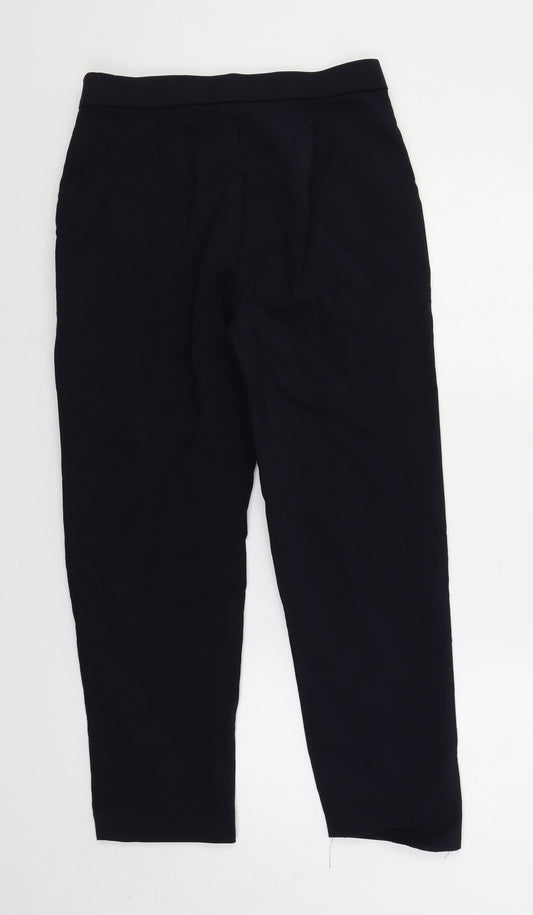 Marks and Spencer Womens Blue Cotton Dress Pants Trousers Size 10 L26 in Regular Zip