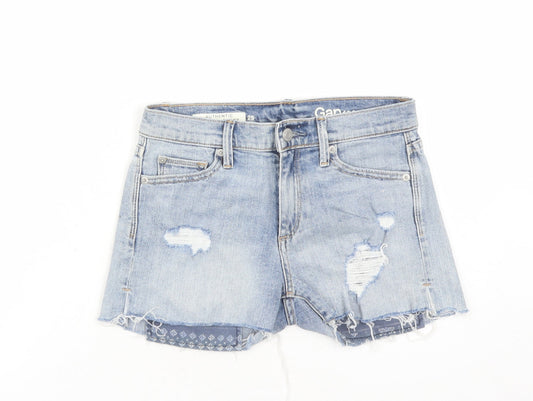Gap Womens Blue Cotton Cut-Off Shorts Size 28 in L3 in Regular Zip - Distressed
