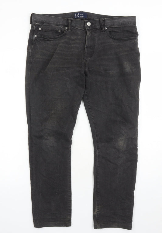 Gap Mens Black Cotton Skinny Jeans Size 34 in L28 in Regular Zip
