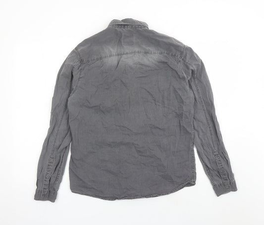 DNMX Mens Grey Cotton Button-Up Size S Collared Button