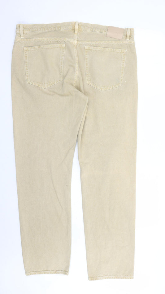 GANT Mens Beige Cotton Straight Jeans Size 40 in L31 in Regular Zip