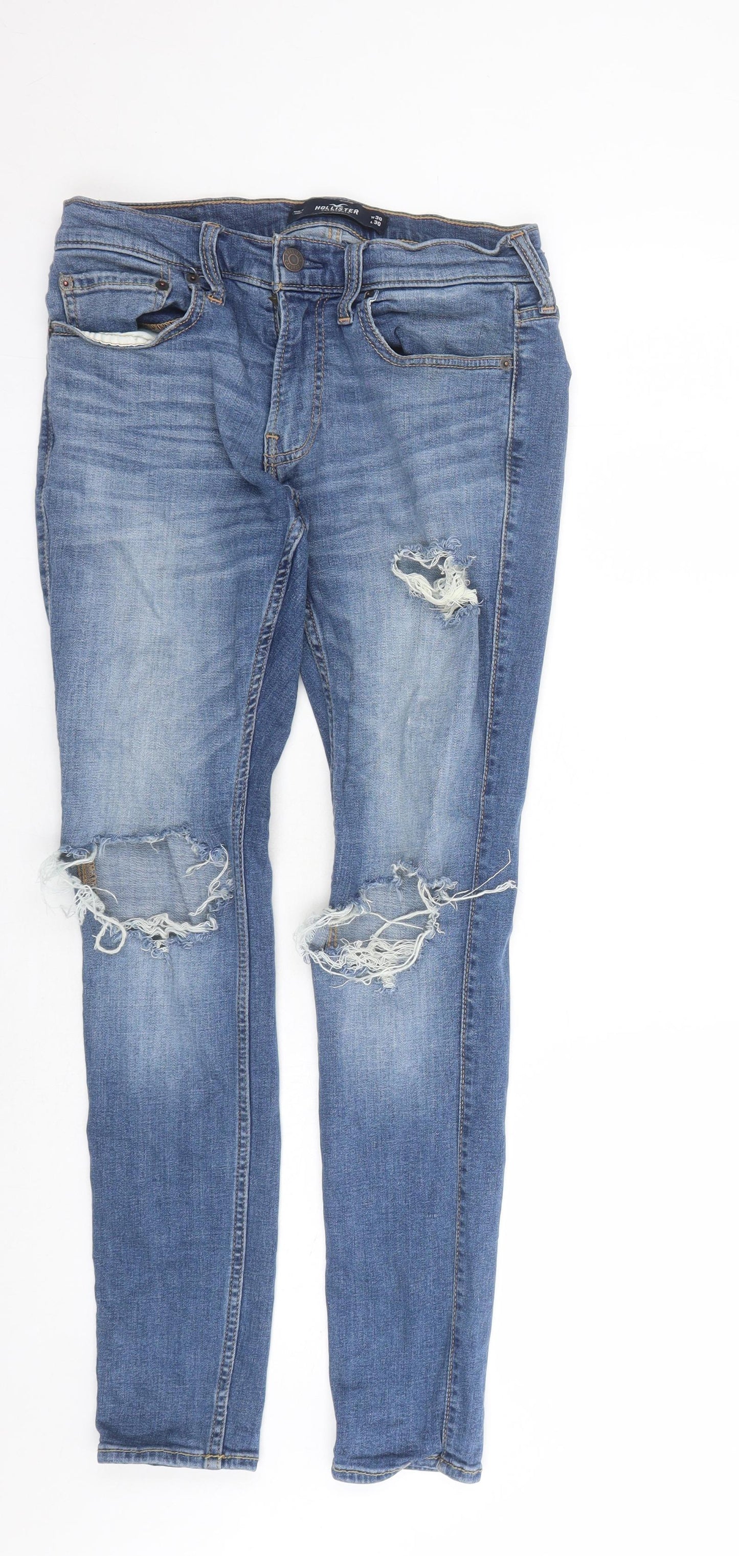 Hollister Womens Blue Cotton Skinny Jeans Size 30 in L30 in Regular Zip