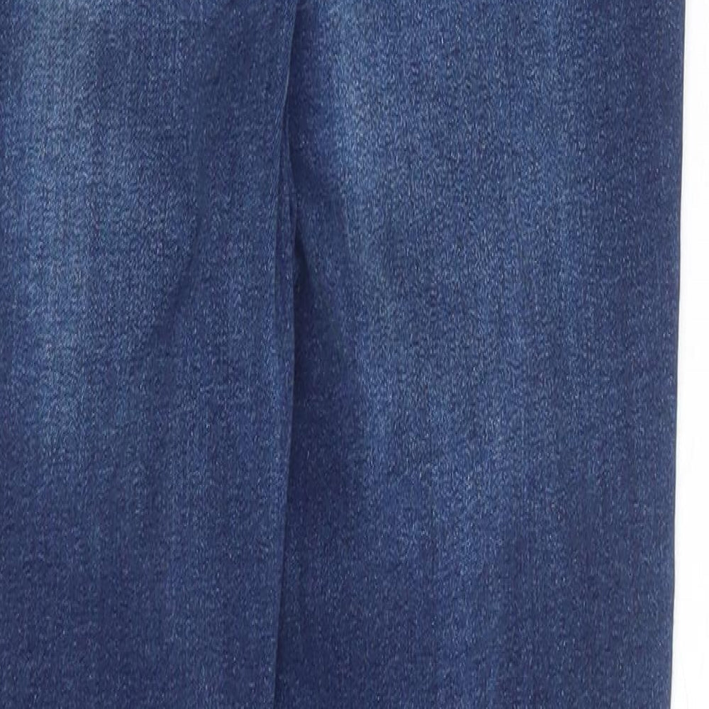 Brand and care label for Denim & Co. girls’ blue cotton skinny jeans, size 12-13, years regular zip - elasticated waist