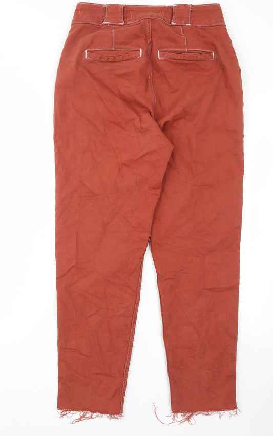 Hollister Womens Orange Cotton Straight Jeans Size 27 in L27 in Regular Zip - Pockets, Raw Hem