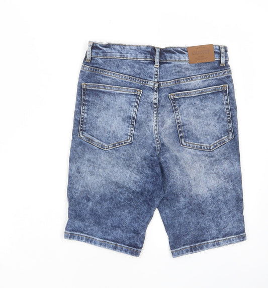 Outfit Boys Blue Cotton Bermuda Shorts Size 12 Years L9 in Regular Zip - Distressed, Pockets, Belt Loops