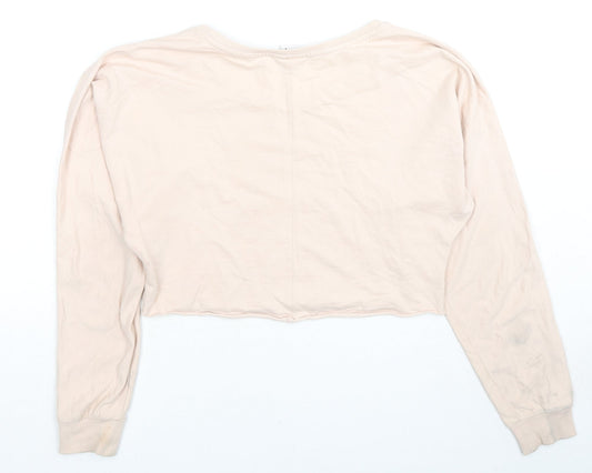 Disney Womens Beige Cotton Pullover Sweatshirt Size 8 Pullover - Tinker Bell Made You Look