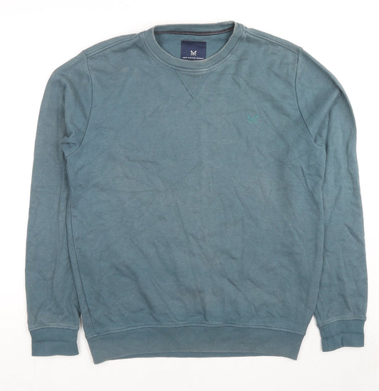 Additional front view of Crew Clothing Blue Cotton Pullover Sweatshirt, size S