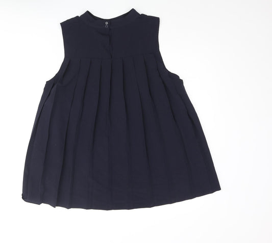 French Connection Womens Blue Polyester Camisole Blouse Size 12 Mock Neck - Pleated