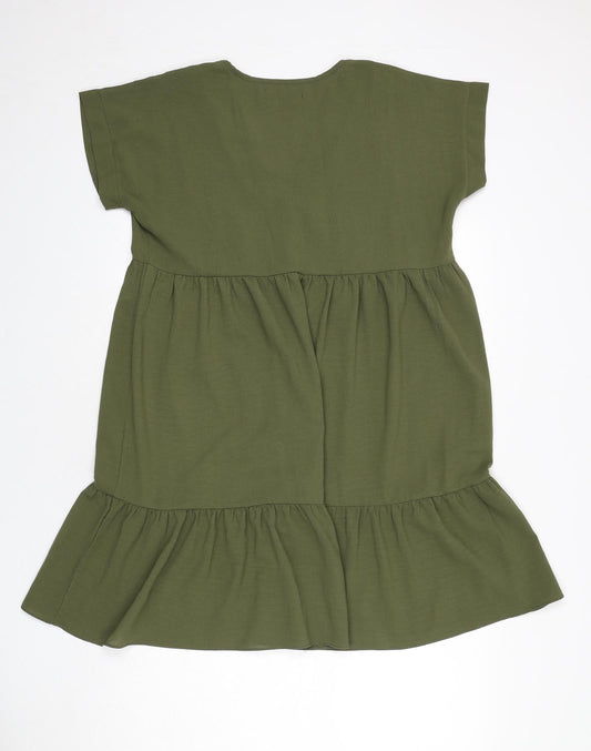 Gini London Womens Green Polyester A-Line Size S V-Neck Pullover - Size S/M