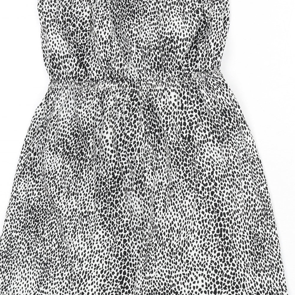 New Look Womens White Geometric Cotton Romper One-Piece Size S Pullover - Dalmatian Print