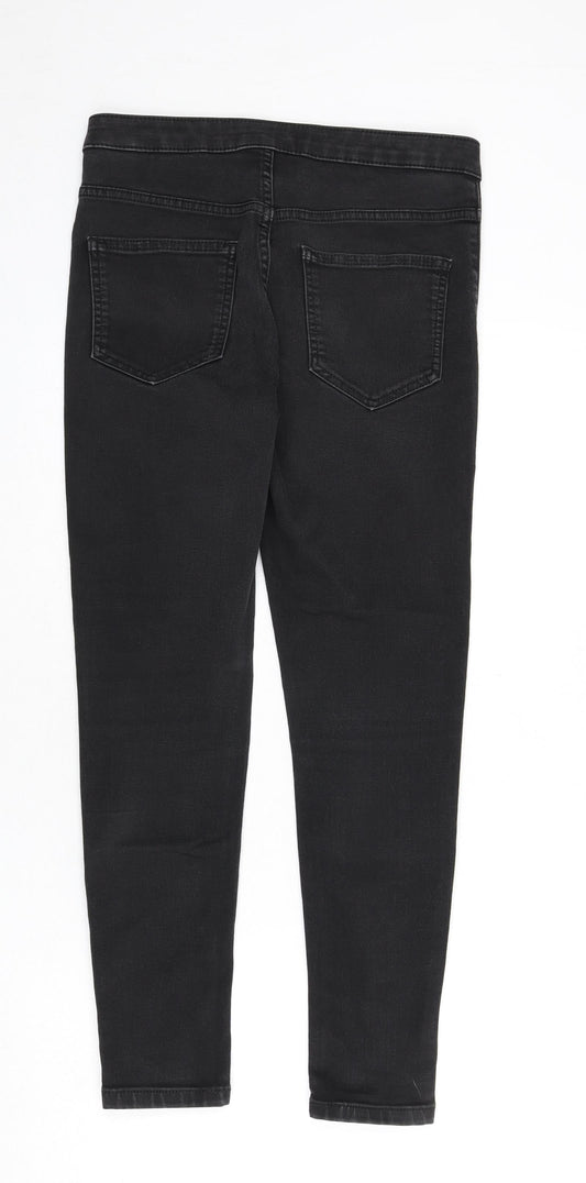 Marks and Spencer Womens Grey Cotton Skinny Jeans Size 12 L24 in Regular Zip