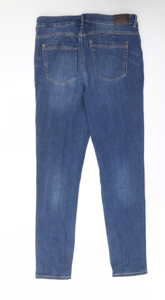 Marks and Spencer Womens Blue Cotton Skinny Jeans Size 30 in L28 in Regular Zip - Pockets, Belt Loops