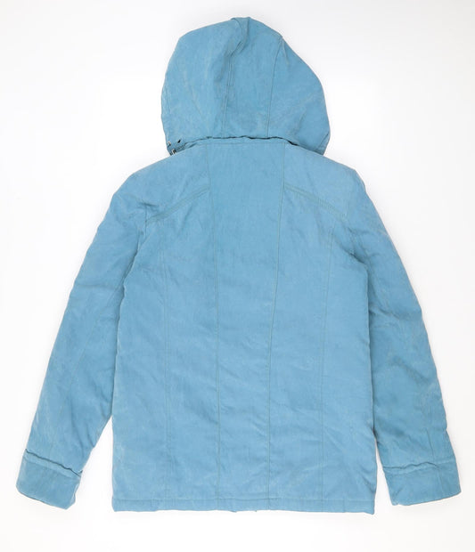 EWM Womens Blue Rain Coat Coat Size 10 Zip