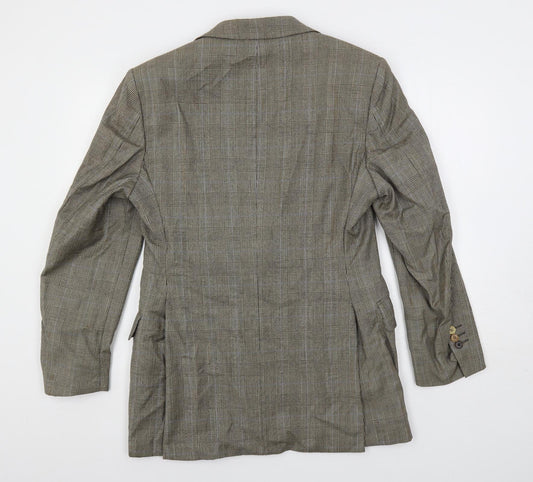 Flannels Mens Brown Plaid Wool Jacket Blazer Size 40 Regular