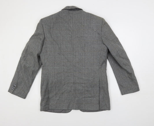 Greenwoods Mens Grey Geometric Jacket Blazer Size 40 Button