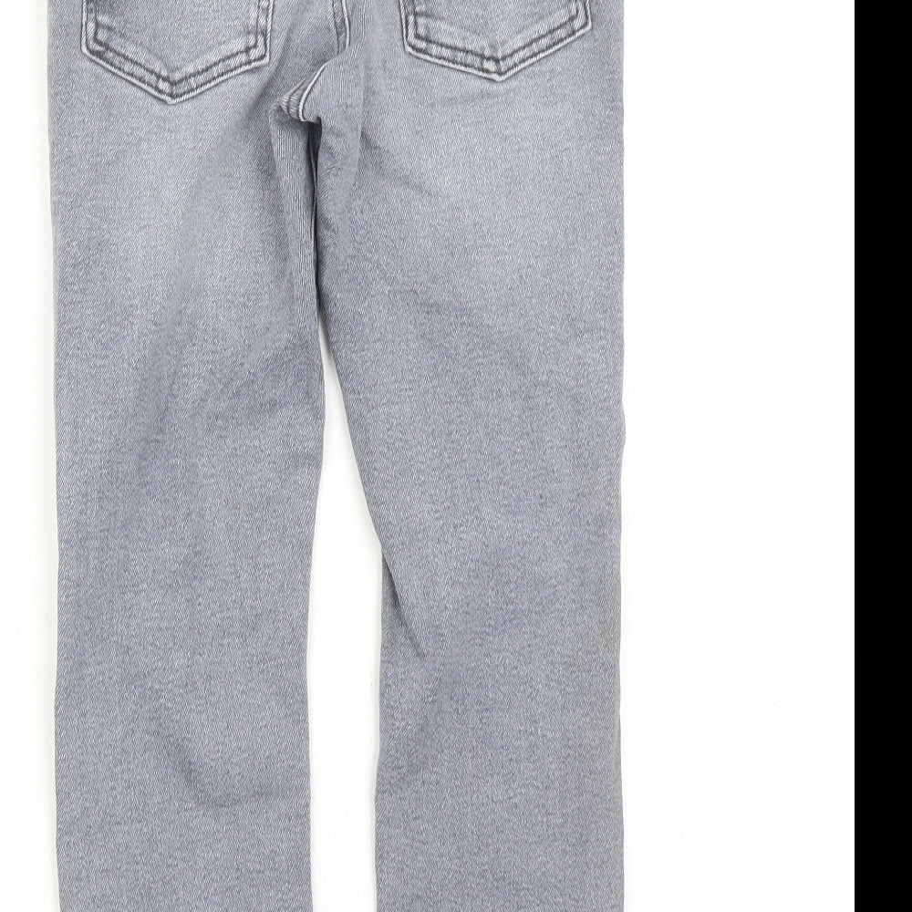 Brand and care label for Next boys’ grey cotton straight jeans, size 9, months extra-slim drawstring - elasticated waist