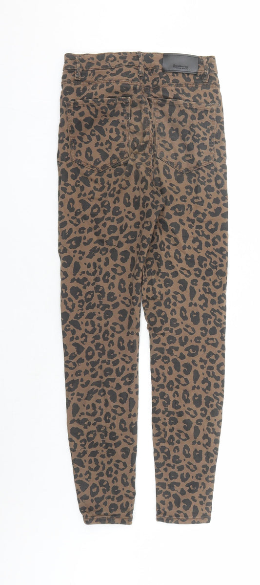 Stradivarius Womens Brown Animal Print Polyester Skinny Jeans Size 26 in L27 in Regular Zip - Leopard Pattern