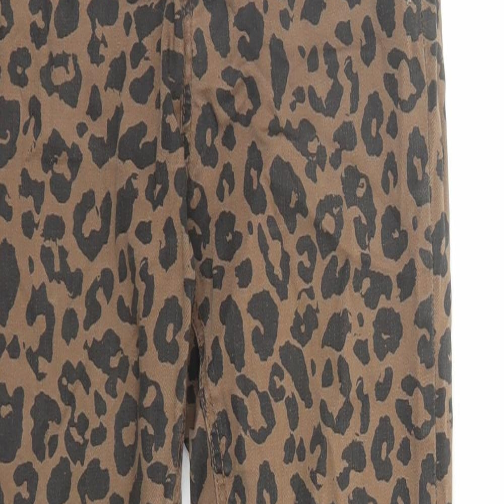 Stradivarius Womens Brown Animal Print Polyester Skinny Jeans Size 26 in L27 in Regular Zip - Leopard Pattern