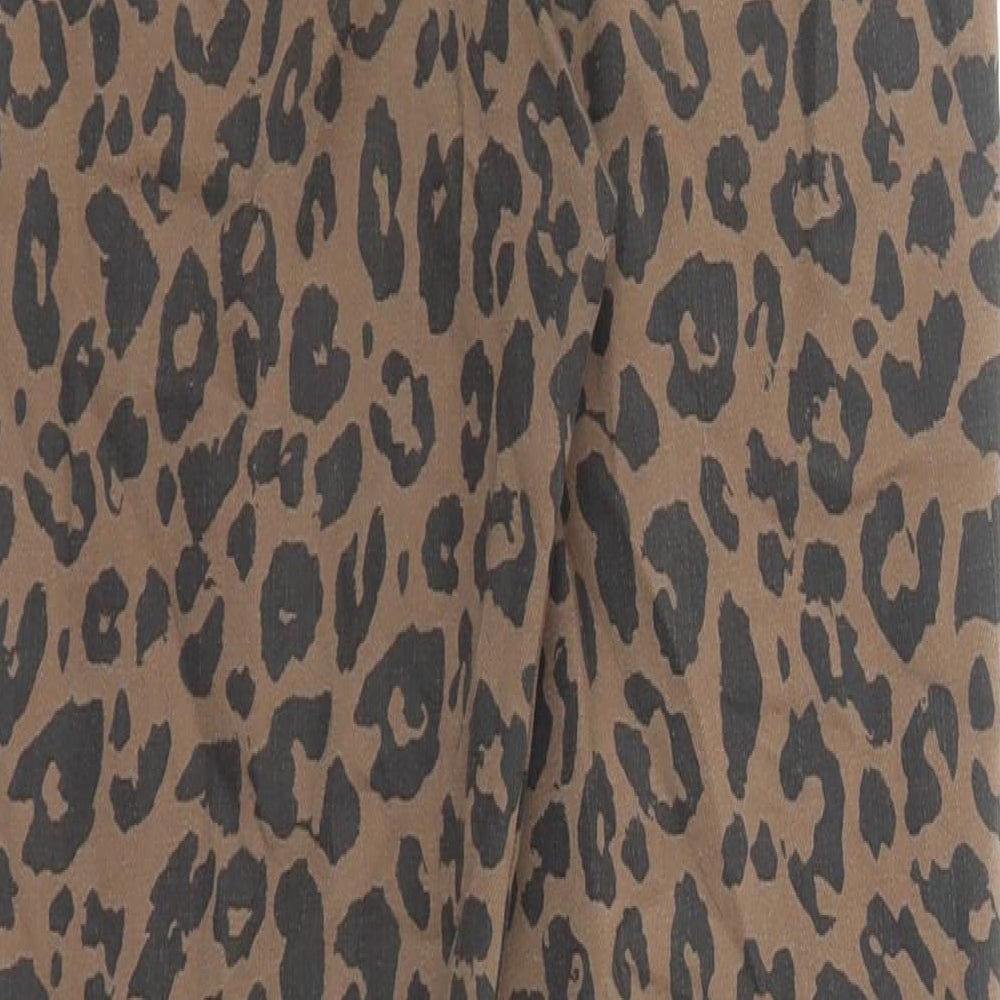 Stradivarius Womens Brown Animal Print Polyester Skinny Jeans Size 26 in L27 in Regular Zip - Leopard Pattern
