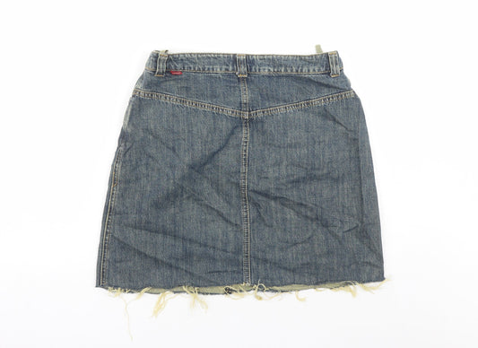 Jackpot Womens Blue Cotton A-Line Skirt Size 30 in Zip