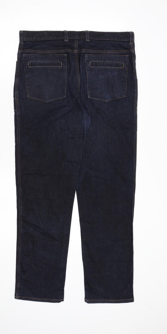 Mandatory Mens Blue Cotton Straight Jeans Size 34 in L30 in Regular Zip