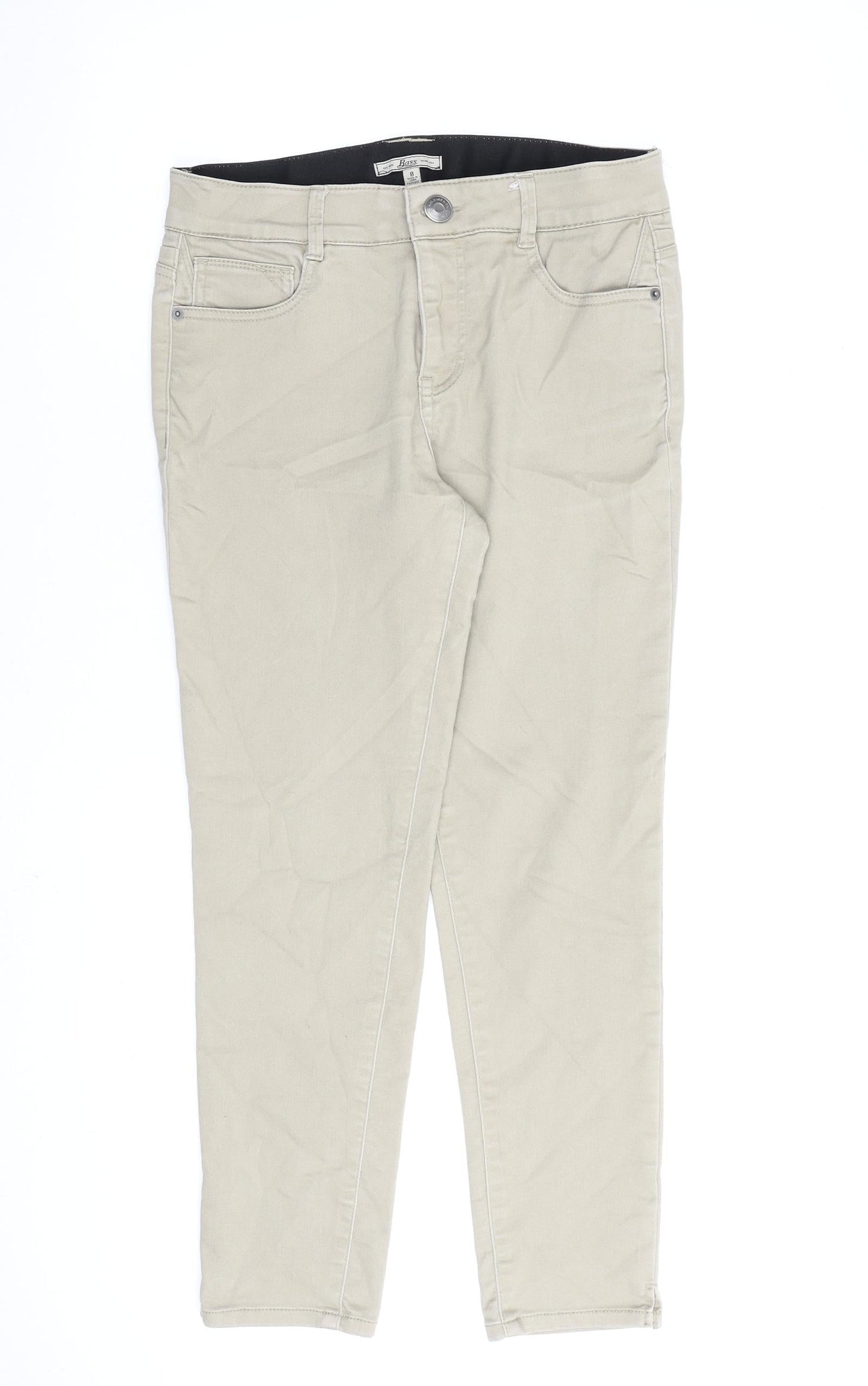 Bass Womens Beige Cotton Cropped Jeans Size 8 L26 in Regular Zip