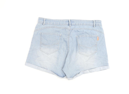 US Ladies Womens Blue Cotton Basic Shorts Size 34 in L3 in Regular Zip