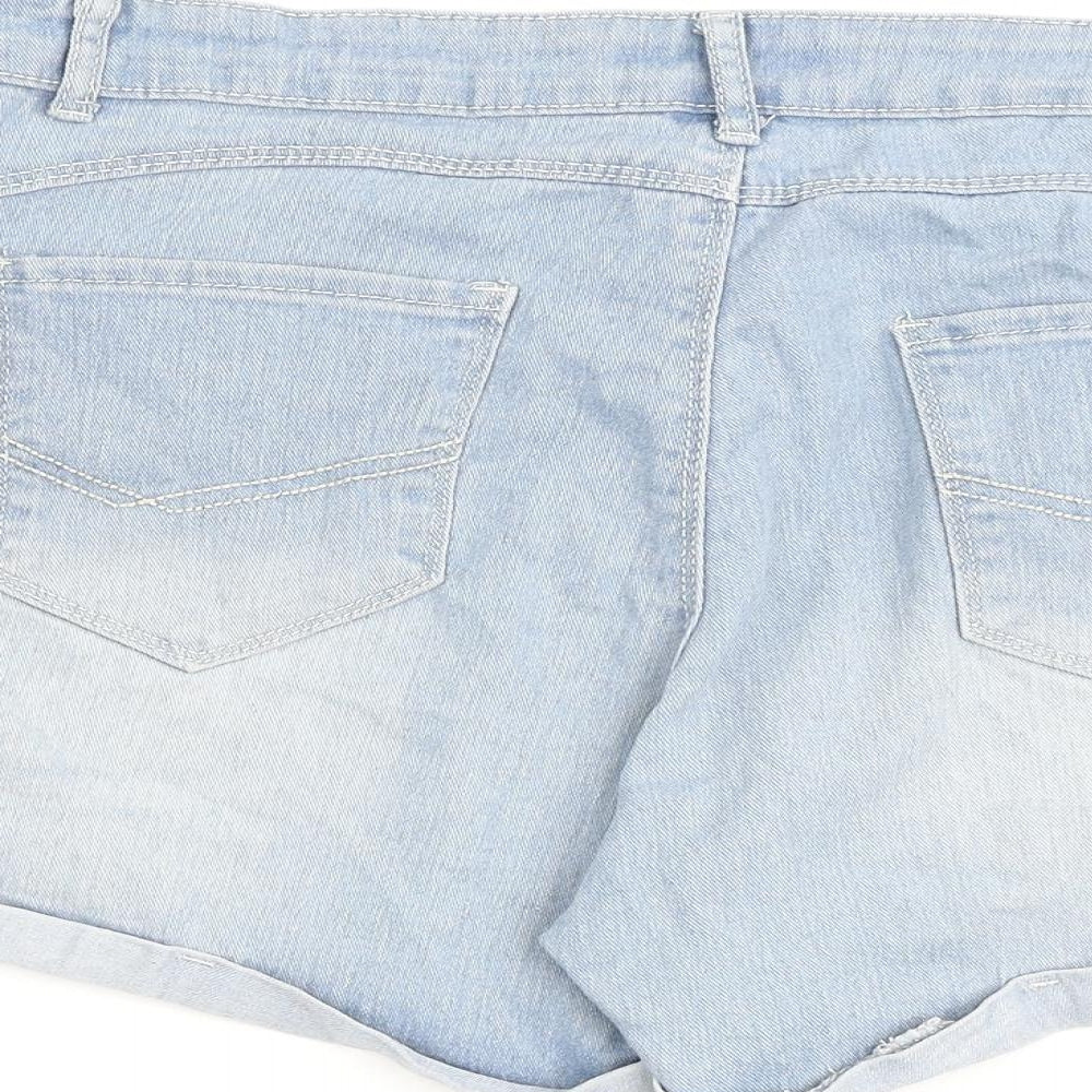 US Ladies Womens Blue Cotton Basic Shorts Size 34 in L3 in Regular Zip