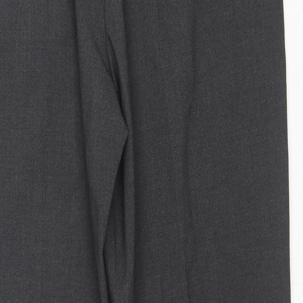 Marks and Spencer Boys Black Polyester Chino Trousers Size 8 Years L24 in Slim Zip