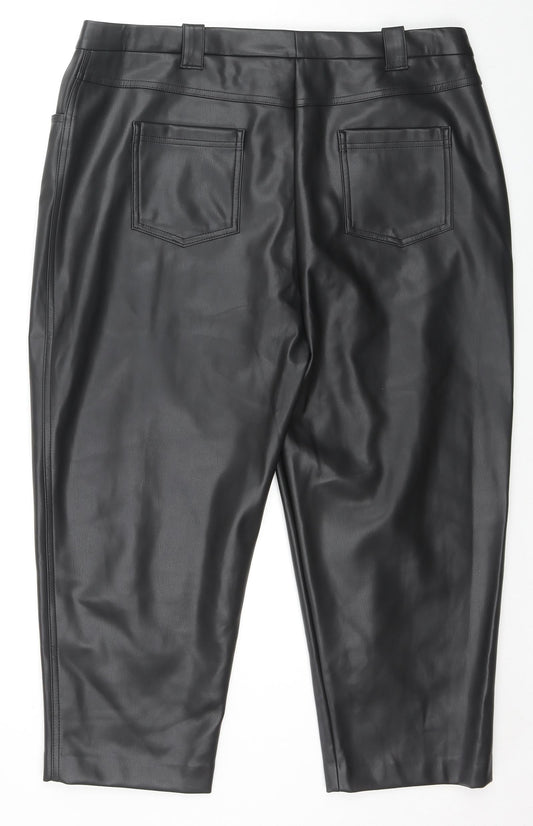 Marks and Spencer Womens Black Polyester Trousers Size 20 L23 in Regular Zip