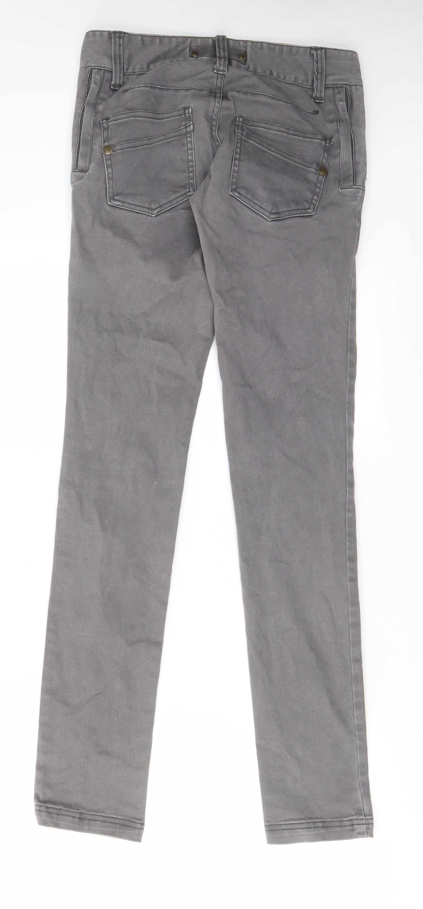 Pull&Bear Womens Grey Cotton Straight Jeans Size 8 L32 in Regular Zip - Pockets, Belt Loops, Zips
