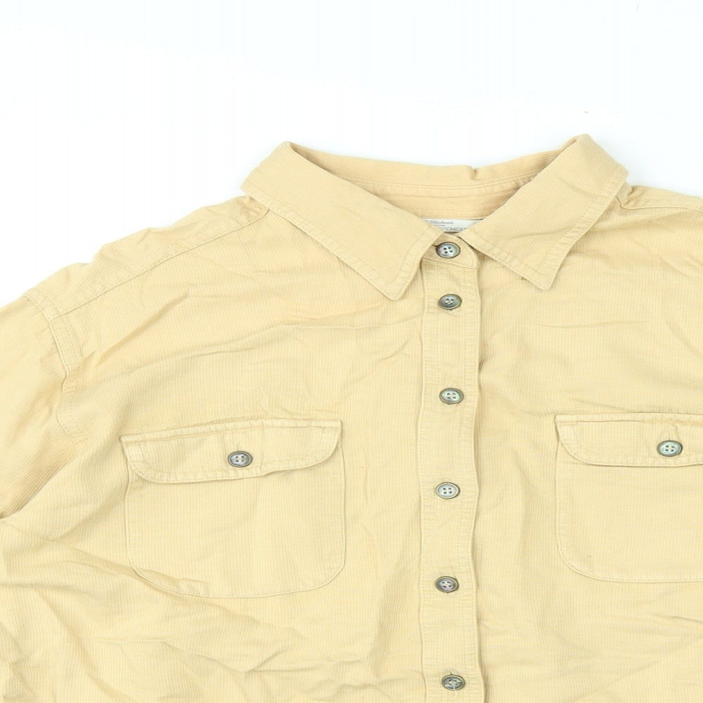 St Michael Womens Yellow Viscose Basic Button-Up Size 18 Collared - Vintage