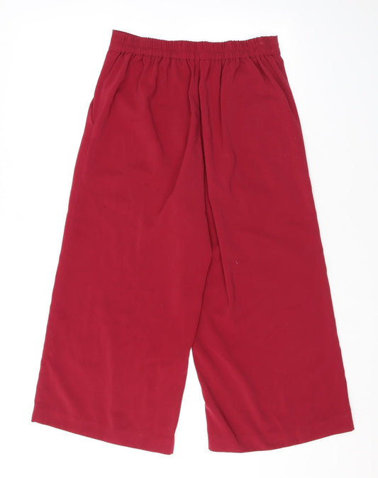 VERO MODA Womens Red Polyester Trousers Size 8 L21.5 in Regular - Elasticated Waist