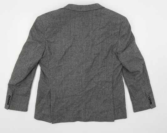Marks and Spencer Mens Grey Geometric Wool Jacket Blazer Size 44 Regular
