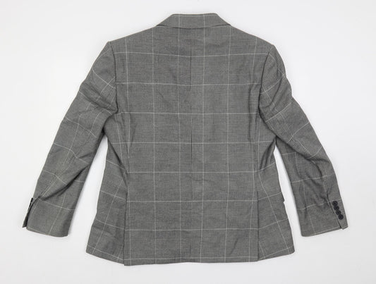 Moss 1851 Mens Grey Plaid Polyester Jacket Suit Jacket Size 44 Regular