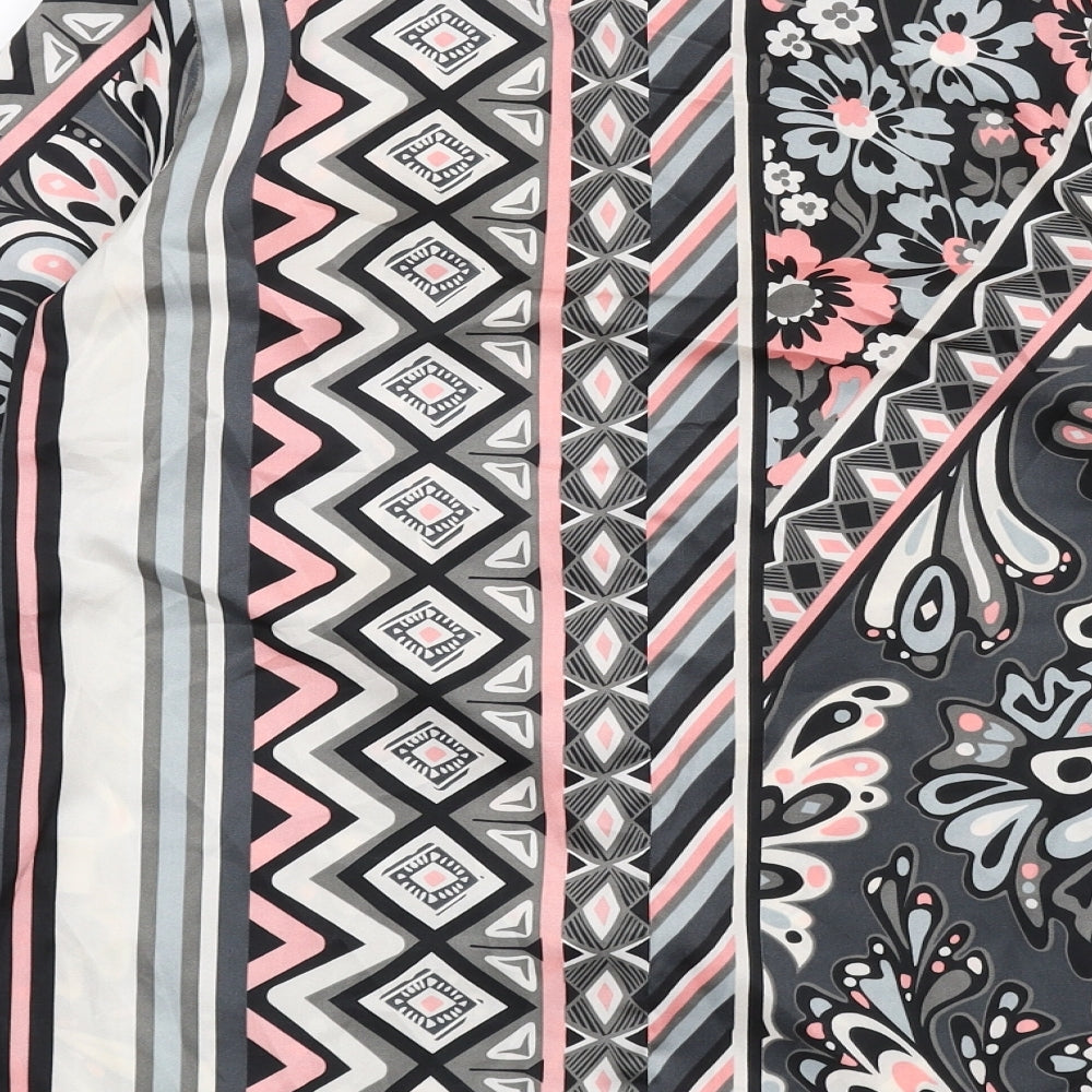 Bob Mackie Womens Multicoloured Geometric Polyester Basic Button-Up Size XS Round Neck