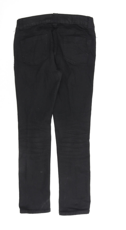 Skinny Jean Womens Black Cotton Straight Jeans Size 10 L27 in Regular Zip