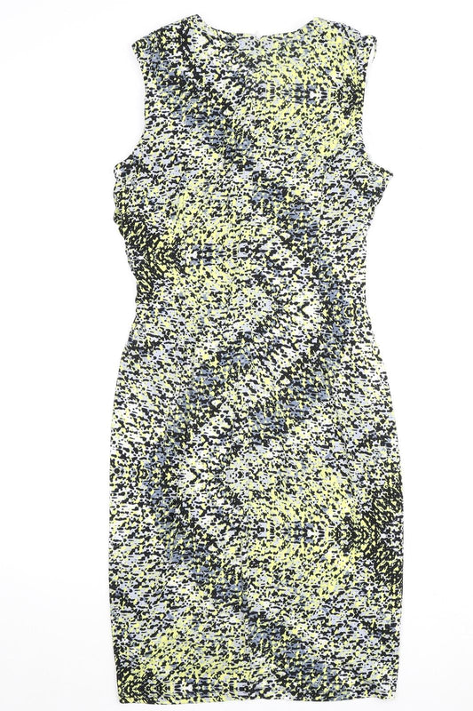 Ivy + Blue Womens Multicoloured Geometric Polyester A-Line Size 14 Round Neck Zip
