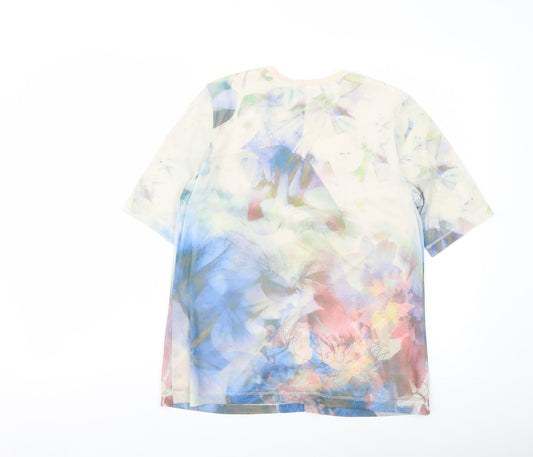 Betty Barclay Womens Multicoloured Floral Polyester Basic T-Shirt Size 14 Round Neck
