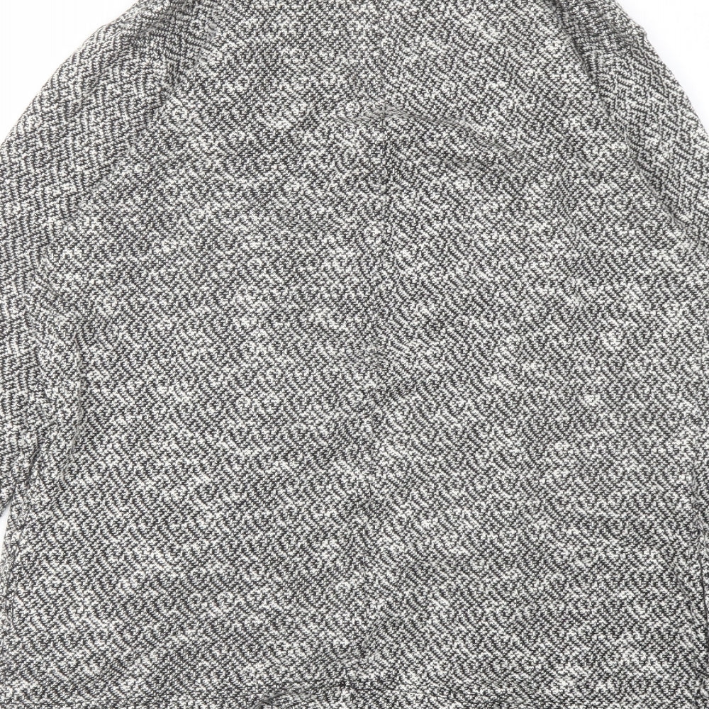 Brand and care label for Miss Selfridge women’s grey geometric jacket blazer, size UK 8