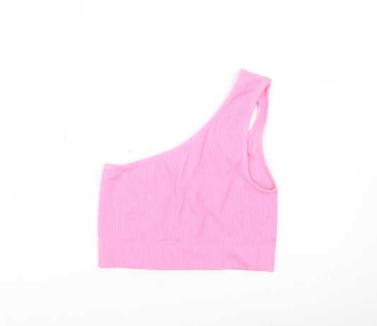 Dunnes Stores Womens Pink Polyamide Cropped Tank Size M One Shoulder