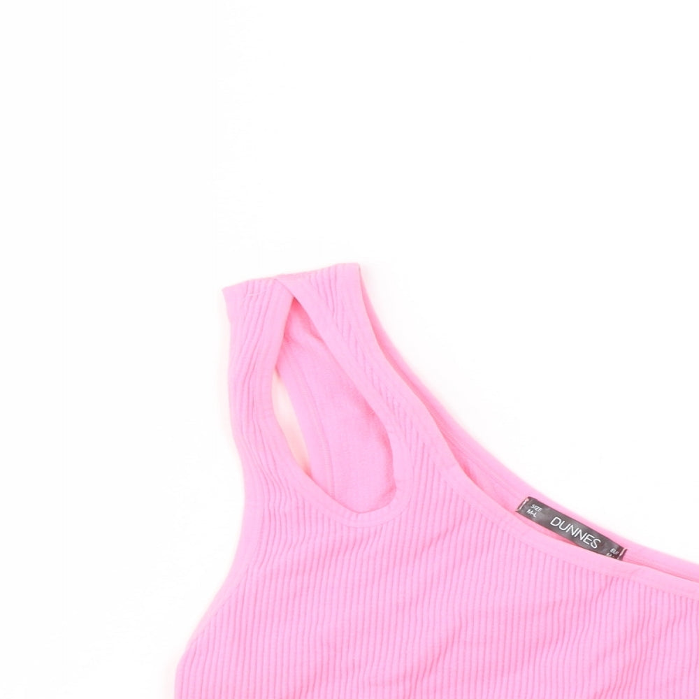 Dunnes Stores Womens Pink Polyamide Cropped Tank Size M One Shoulder