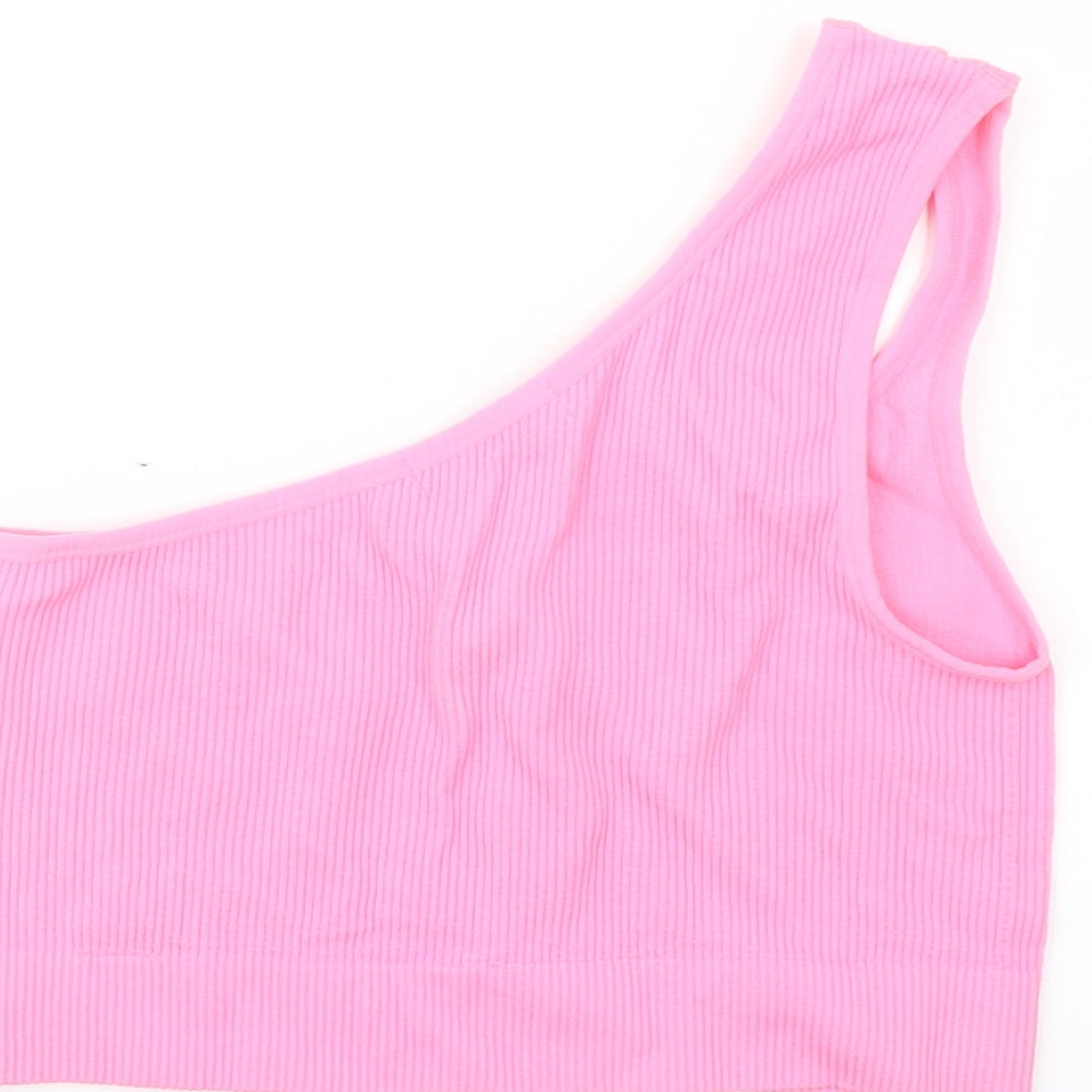 Dunnes Stores Womens Pink Polyamide Cropped Tank Size M One Shoulder