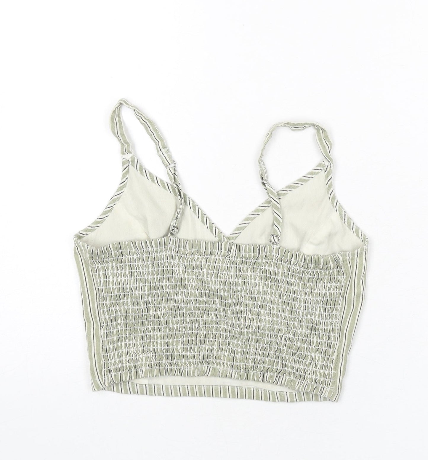 Hollister Womens Green Striped Polyester Camisole Tank Size S V-Neck - Cropped