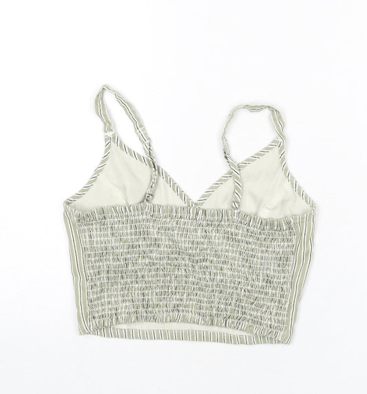Hollister Womens Green Striped Polyester Camisole Tank Size S V-Neck - Cropped