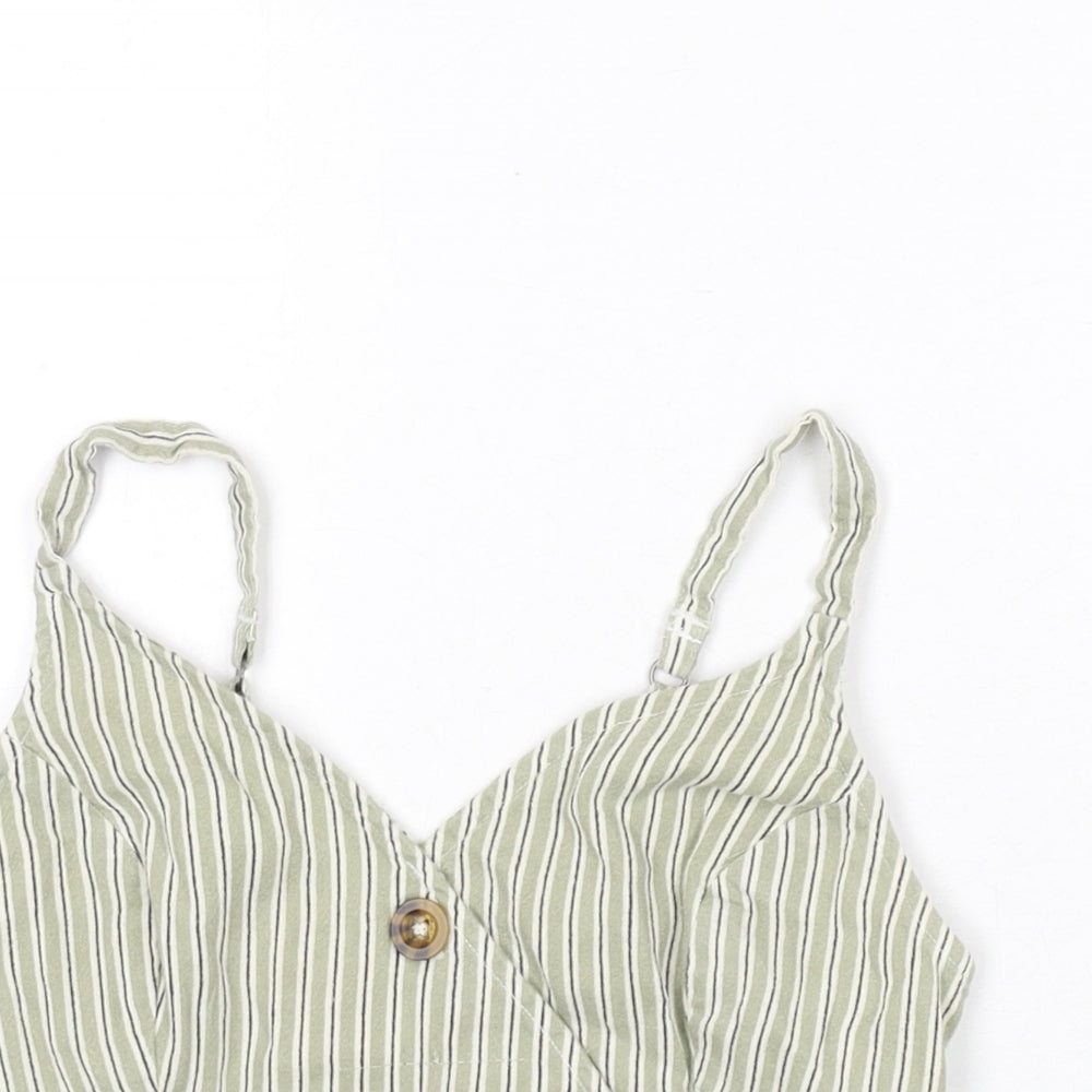 Hollister Womens Green Striped Polyester Camisole Tank Size S V-Neck - Cropped