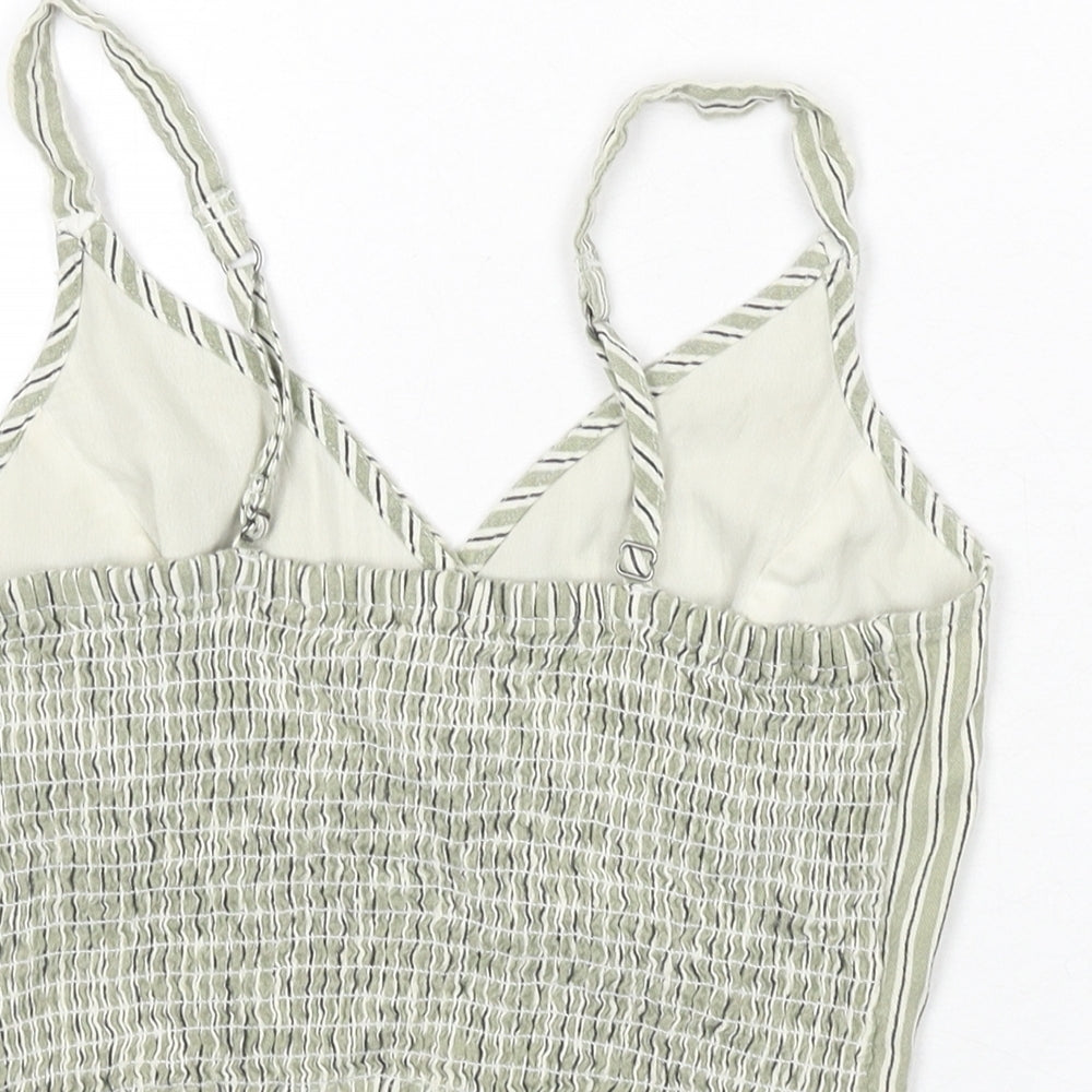 Hollister Womens Green Striped Polyester Camisole Tank Size S V-Neck - Cropped