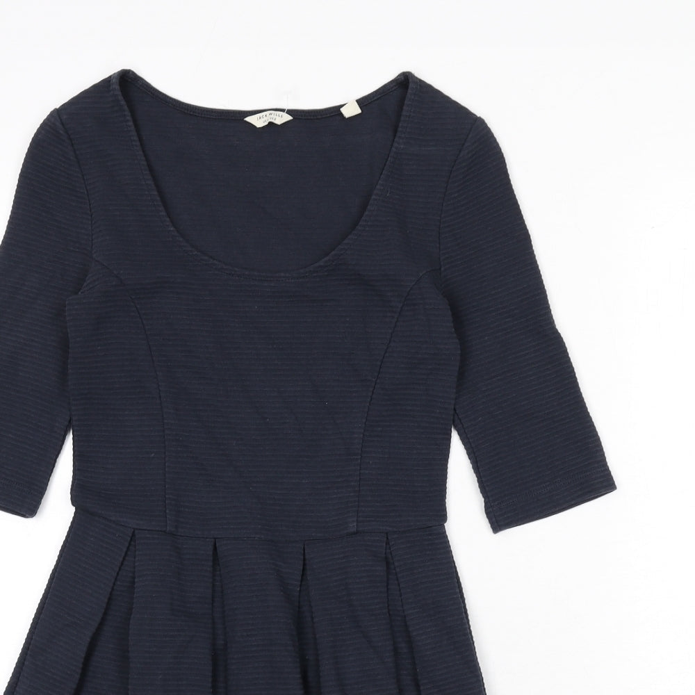 Jack Wills Womens Blue Cotton Fit & Flare Size 6 Scoop Neck Pullover - Ribbed