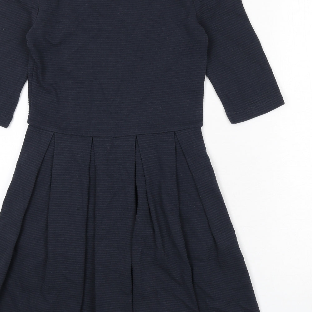 Jack Wills Womens Blue Cotton Fit & Flare Size 6 Scoop Neck Pullover - Ribbed