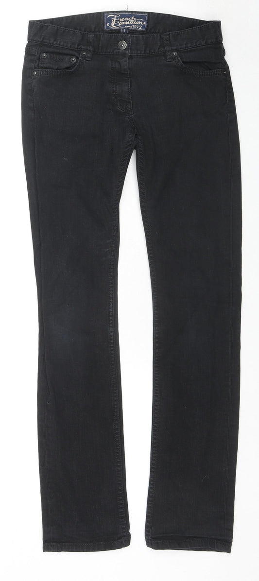 Additional front view of French Connection women’s blue cotton skinny jeans, size UK 8, 30-inch leg regular zip